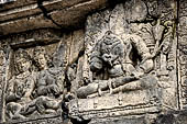 Prambanan - Candi Lara Jonggrang, the Shiva Temple, panels with reliefs of lokapala (dikpala) the protectors of the directions. 